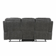 Pemberly Row Microfiber Double Reclining Sofa with Tab Pull Motion in Dark Gray