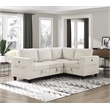Pemberly Row Corduroy 4-Piece Modular Sectional USB Charging Storage in Beige
