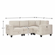 Pemberly Row Corduroy 4-Piece Modular Sectional USB Charging Storage in Beige