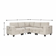 Pemberly Row Corduroy 5-Piece Modular Sectional USB Charging Storage in Beige