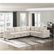 Pemberly Row Corduroy 6-Piece Modular Sectional USB Charging Storage in Beige