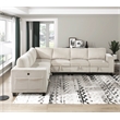 Pemberly Row Corduroy 7-Piece Modular Sectional USB Charging Storage in Beige