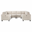 Pemberly Row Corduroy 8-Piece U-Shape Modular Sectional USB Storage in Beige