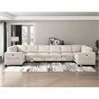 Pemberly Row Corduroy 8-Piece U-Shape Modular Sectional USB Storage in Beige