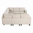 Pemberly Row Corduroy 8-Piece U-Shape Modular Sectional USB Storage in Beige
