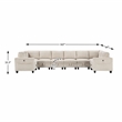 Pemberly Row Corduroy 8-Piece U-Shape Modular Sectional USB Storage in Beige