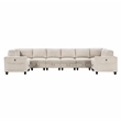 Pemberly Row Corduroy 8-Piece U-Shape Modular Sectional USB Storage in Beige