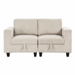 Pemberly Row Corduroy Loveseat with USB Charging and Storage in Beige
