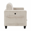 Pemberly Row Corduroy Loveseat with USB Charging and Storage in Beige