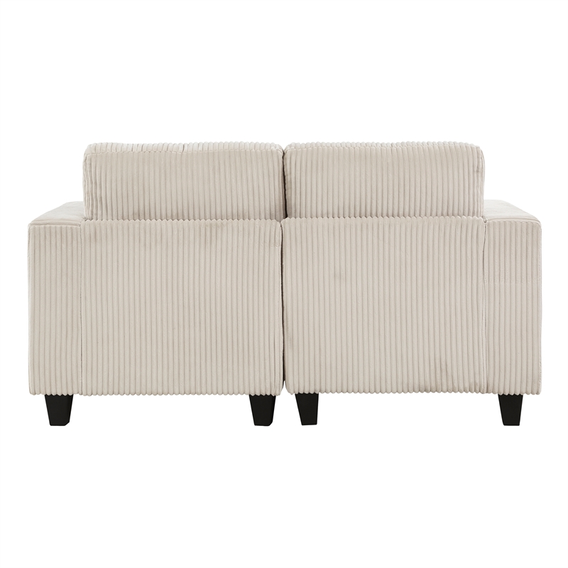 Pemberly Row Corduroy Loveseat with USB Charging and Storage in Beige