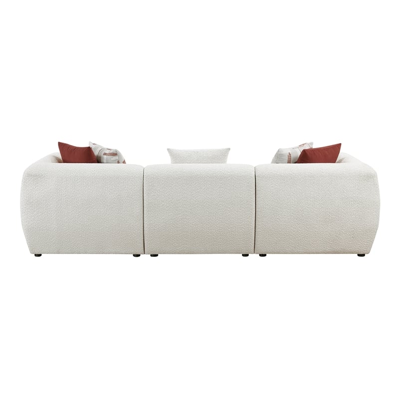 Pemberly Row Chenille Fabric Modular Sofa with 5 Pillows in Beige