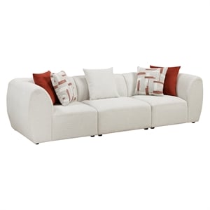 Pemberly Row Chenille Fabric Modular Sofa with 5 Pillows in Beige