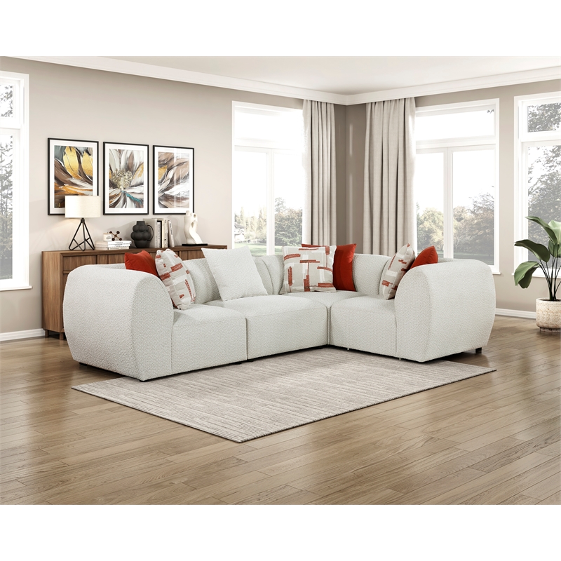 Pemberly Row Chenille 4-Piece Modular Corner Sectional in Beige
