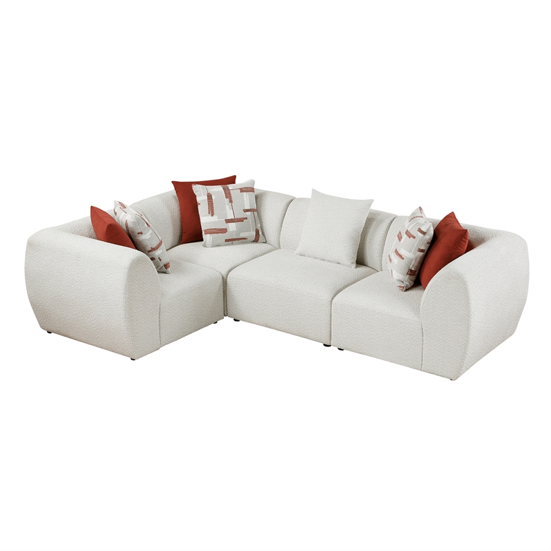 Pemberly Row Chenille 4-Piece Modular Corner Sectional in Beige
