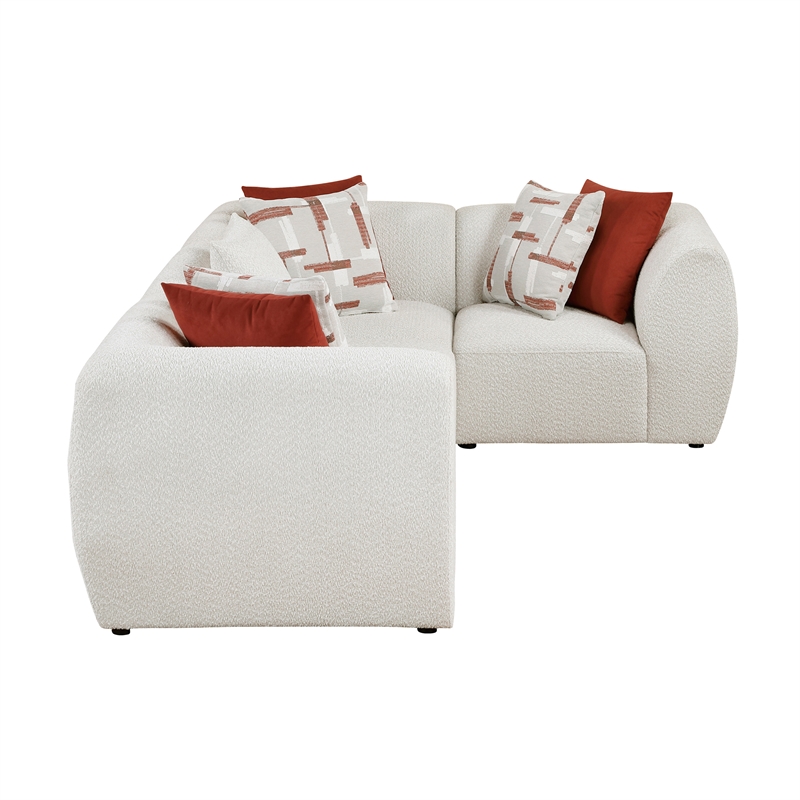 Pemberly Row Chenille 4-Piece Modular Corner Sectional in Beige