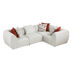 Pemberly Row Chenille 4-Piece Modular Corner Sectional in Beige