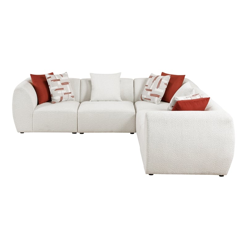 Pemberly Row Chenille 5-Piece Modular Corner Sectional in Beige
