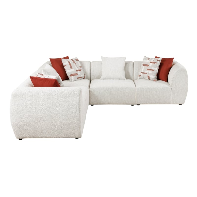 Pemberly Row Chenille 5-Piece Modular Corner Sectional in Beige