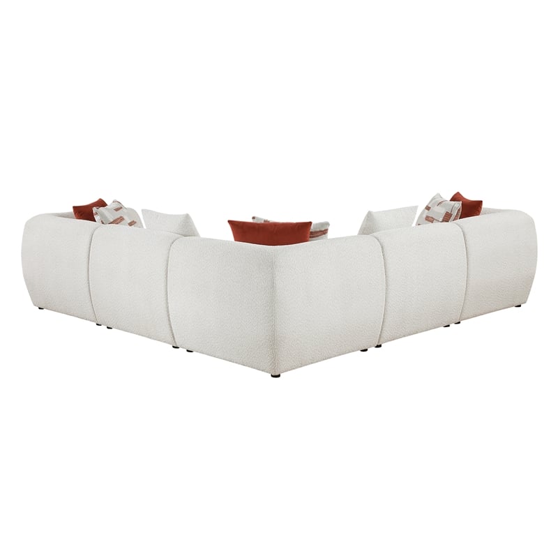 Pemberly Row Chenille 5-Piece Modular Corner Sectional in Beige