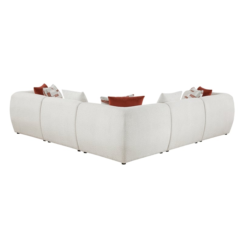 Pemberly Row Chenille 5-Piece Modular Corner Sectional in Beige