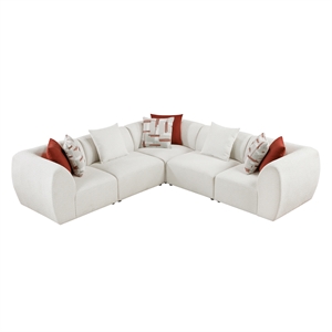 Pemberly Row Chenille 5-Piece Modular Corner Sectional in Beige