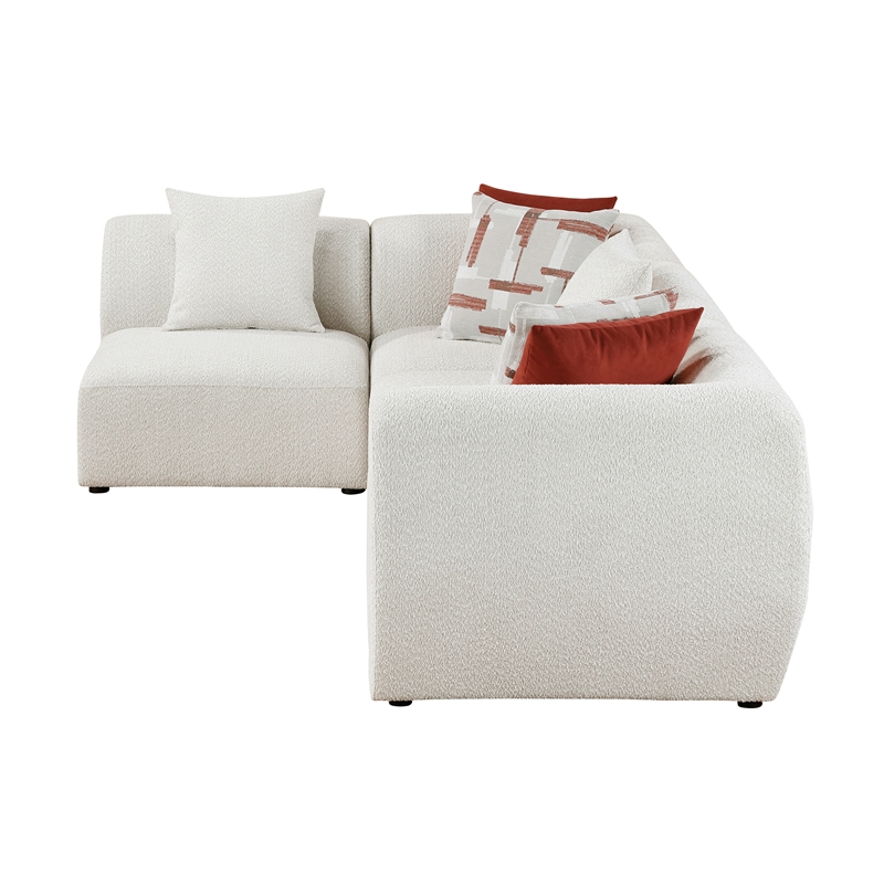 Pemberly Row Chenille 4-Piece Modular Sectional with 6 Pillows in Beige