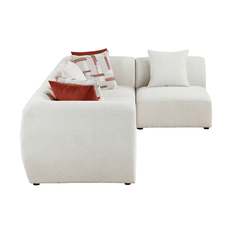 Pemberly Row Chenille 4-Piece Modular Sectional with 6 Pillows in Beige