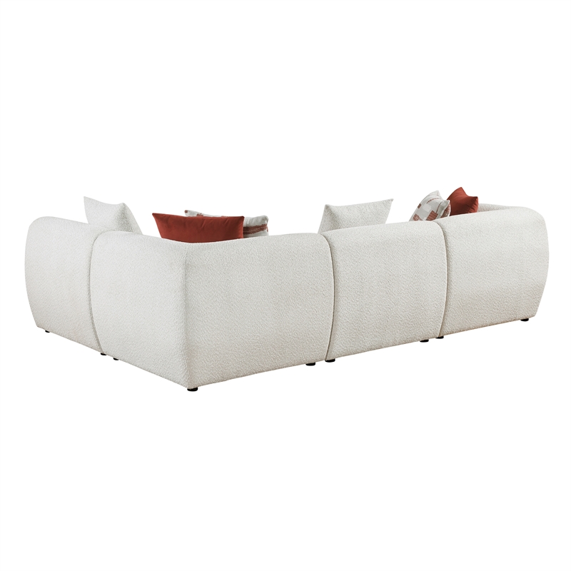 Pemberly Row Chenille 4-Piece Modular Sectional with 6 Pillows in Beige
