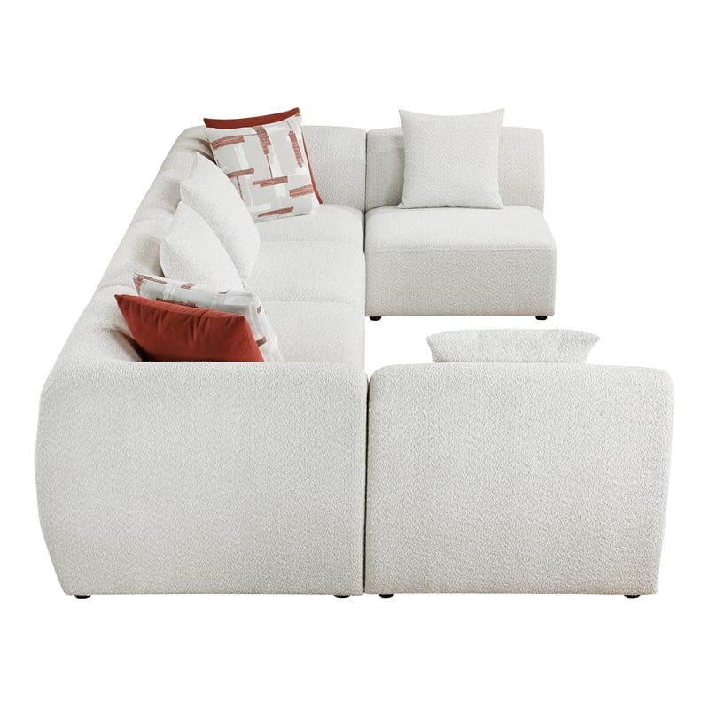 Pemberly Row Chenille 6-Piece U-Shaped Modular Sectional in Beige