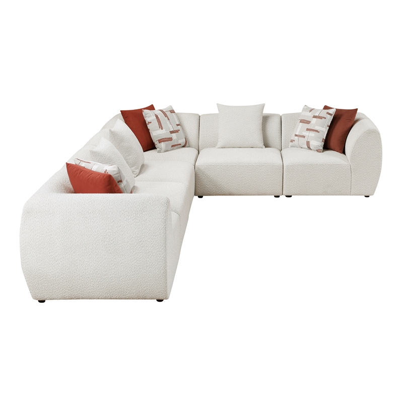 Pemberly Row Chenille 6-Piece L-Shaped Modular Sectional in Beige