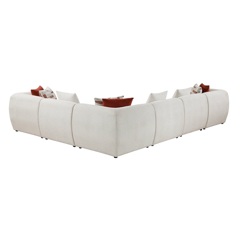 Pemberly Row Chenille 6-Piece L-Shaped Modular Sectional in Beige