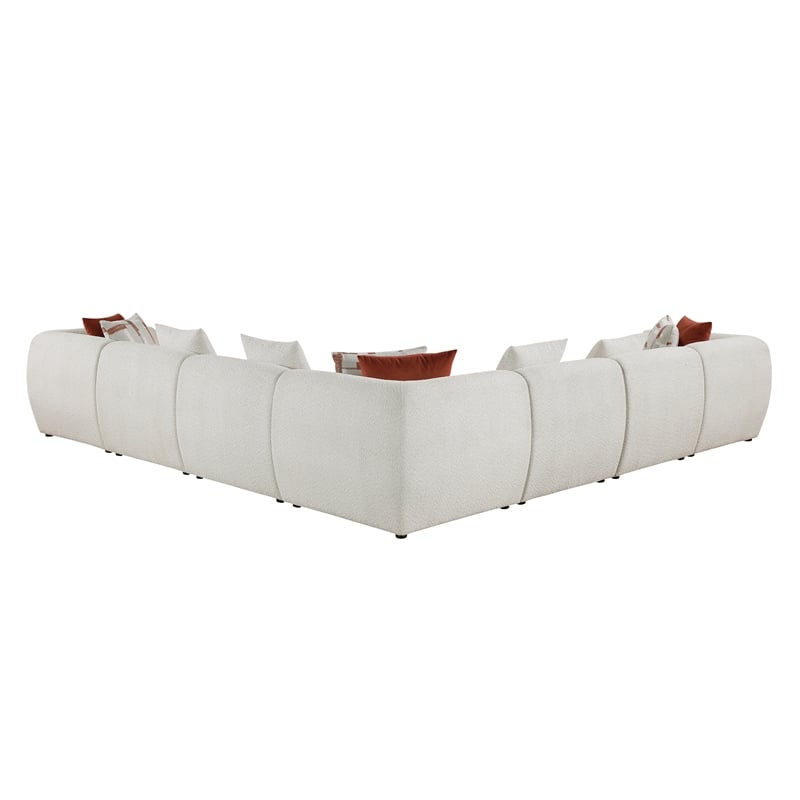 Pemberly Row Chenille 7-Piece L-Shaped Modular Sectional in Beige