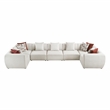 Pemberly Row Chenille 7-Piece U-Shaped Modular Sectional in Beige