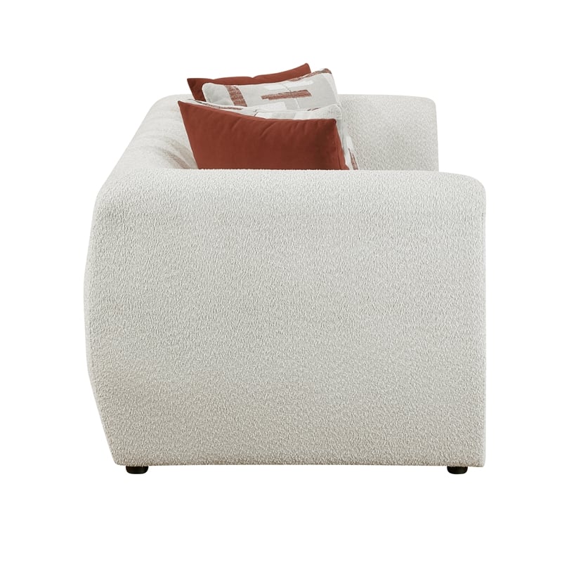Pemberly Row Chenille Modular Love Seat with 4 Pillows in Beige