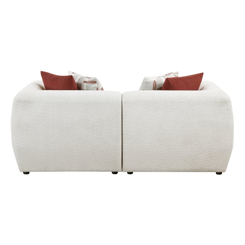 Pemberly Row Chenille Modular Love Seat with 4 Pillows in Beige