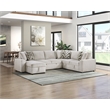 Pemberly Row Chenille 3-Piece Sectional with Pull-Out Bed in Beige