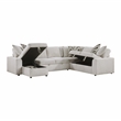 Pemberly Row Chenille 3-Piece Sectional with Pull-Out Bed in Beige