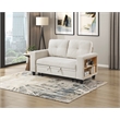 Pemberly Row Boucle Convertible Love Seat with Pull-Out Bed in Beige