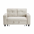 Pemberly Row Boucle Convertible Love Seat with Pull-Out Bed in Beige