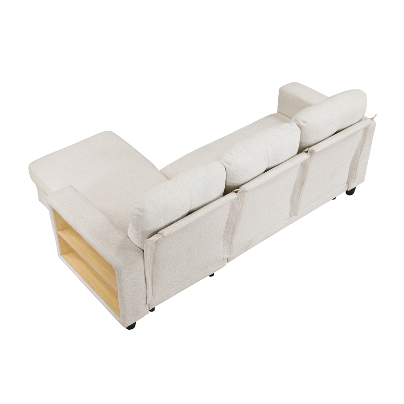 Pemberly Row Boucle Sectional with Reversible Chaise and Pull-Out Bed in Beige