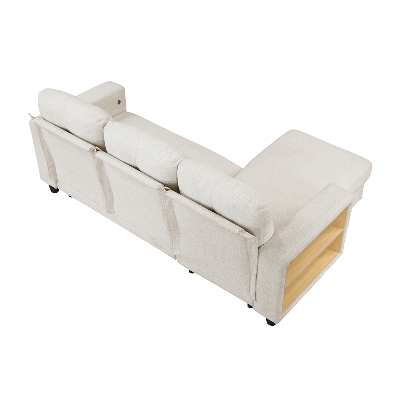 Pemberly Row Boucle Sectional with Reversible Chaise and Pull-Out Bed in Beige
