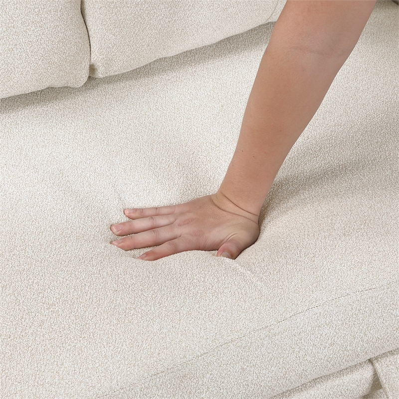 Pemberly Row Boucle U-Shaped Sectional with 2 Chaises and Pull-Out Bed in Beige