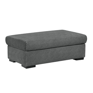 Pemberly Row Textured Microfiber Ottoman with 300 lb Capacity in Dark Gray