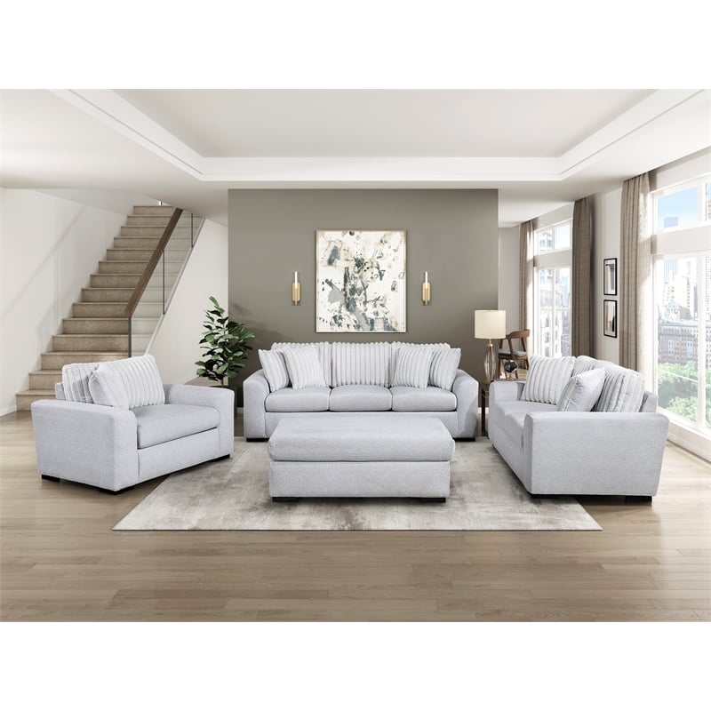 Pemberly Row Textured Microfiber and Corduroy Love Seat in Gray