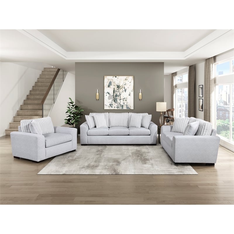 Pemberly Row Textured Microfiber and Corduroy Love Seat in Gray