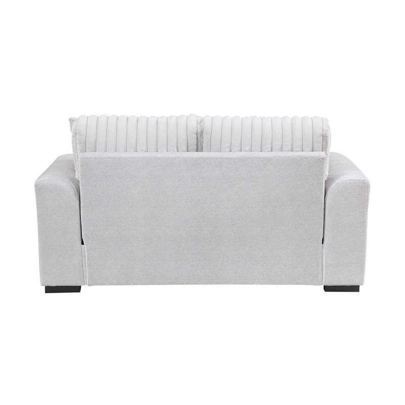 Pemberly Row Textured Microfiber and Corduroy Love Seat in Gray