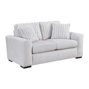 Pemberly Row Textured Microfiber and Corduroy Love Seat in Gray