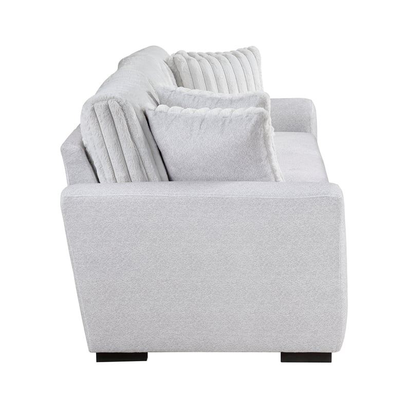 Pemberly Row Textured Microfiber and Corduroy 3-Seat Sofa in Gray
