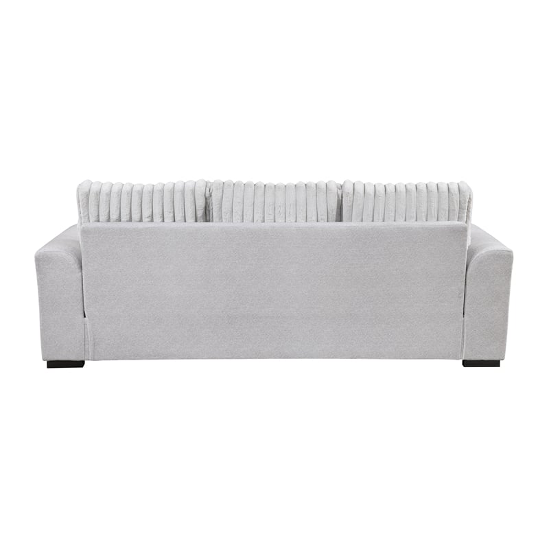 Pemberly Row Textured Microfiber and Corduroy 3-Seat Sofa in Gray