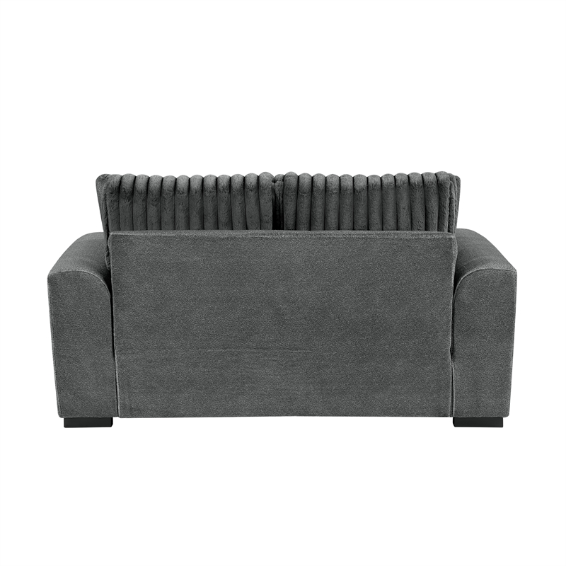 Pemberly Row Textured Microfiber and Corduroy Love Seat in Dark Gray